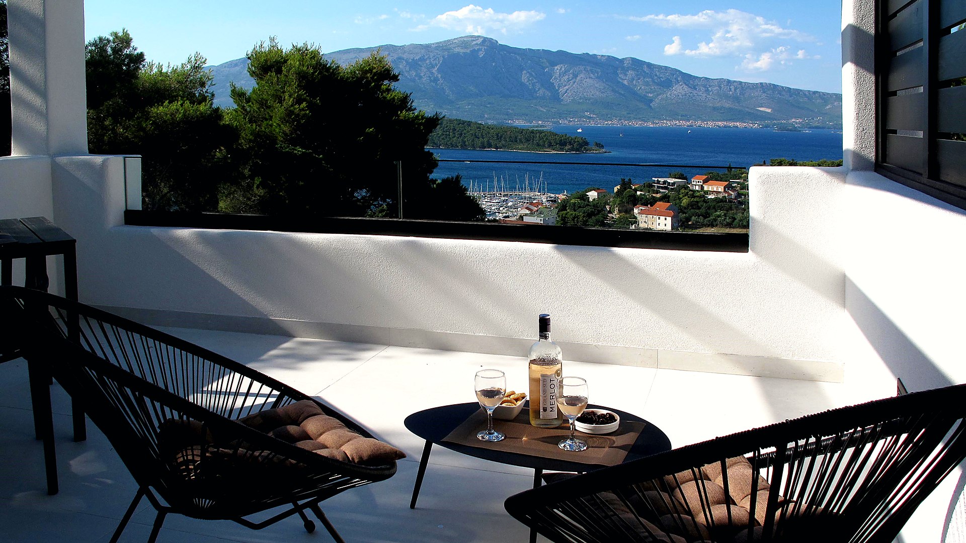 Terrasse vue mer au coucher du soleil — Les Terrasses de Lumbarda, Korčula